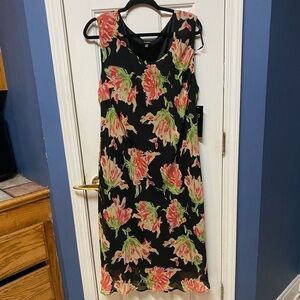 SI Connections Women's Plus Size 20W Black Pink Floral Short Sleeve Dress.